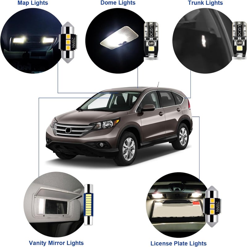 EASY EAGLE LED Interior Car Lights for Honda-CRV-2007-2012: 10 Piece Kit White LED Light Bulbs - Super Bright 6000K + Install Tool - Image 3